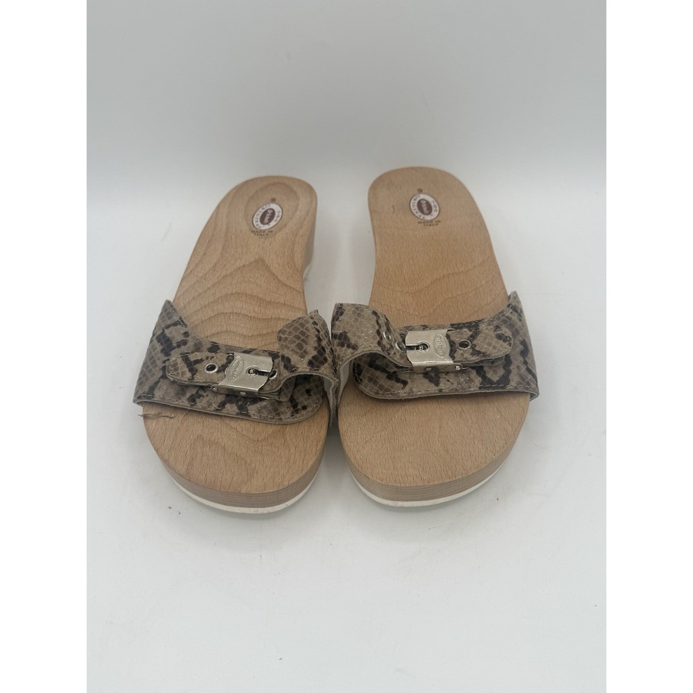 Dr Scholls Original Wooden Sandals‎ Snake Skin Clogs Women's 9 Italy NEW